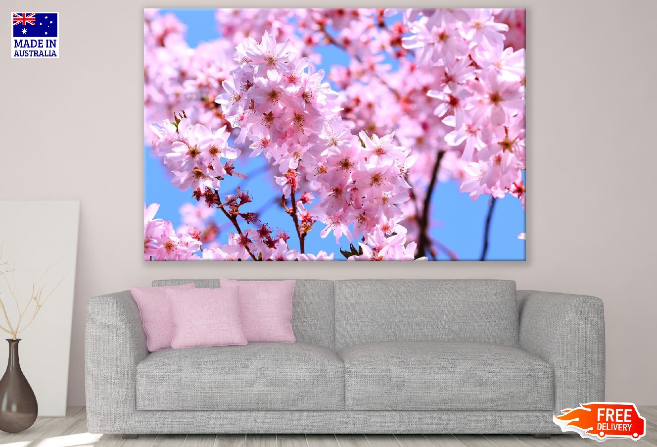 Pink Cherry Blossom Flowers View Photograph Print 100% Australian Made