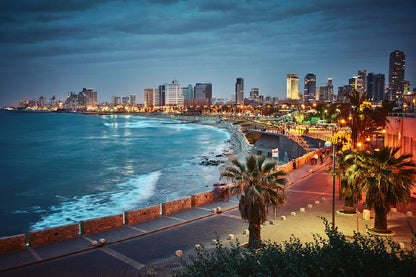 Tel Aviv Beach Night Scenery View Photograph Home Decor Premium Quality Poster Print Choose Your Sizes