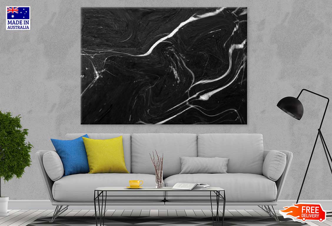 Wave Pattern Black Abstract Design Print 100% Australian Made