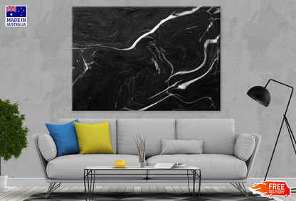 Wave Pattern Black Abstract Design Print 100% Australian Made
