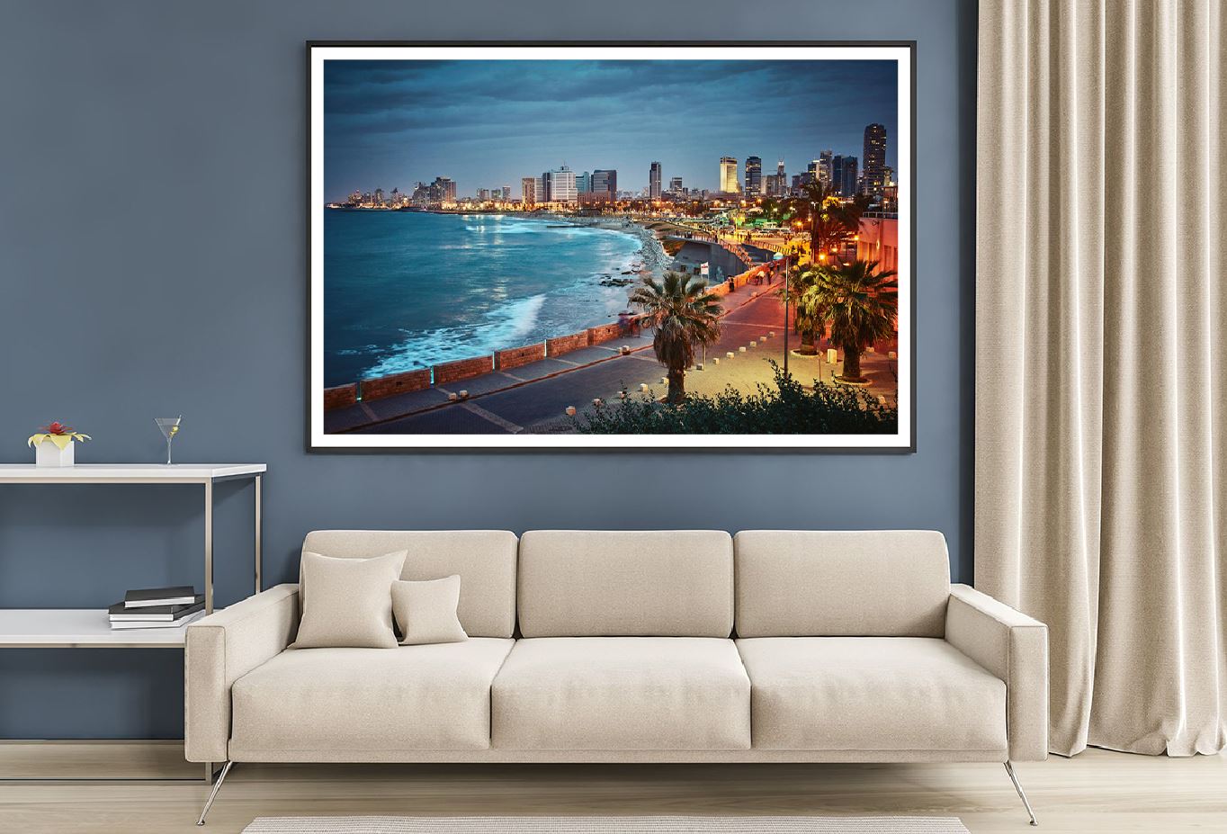 Tel Aviv Beach Night Scenery View Photograph Home Decor Premium Quality Poster Print Choose Your Sizes