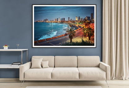 Tel Aviv Beach Night Scenery View Photograph Home Decor Premium Quality Poster Print Choose Your Sizes