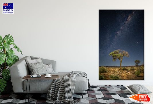 Tree on Milky Way Galaxy Scenery Photograph Print 100% Australian Made