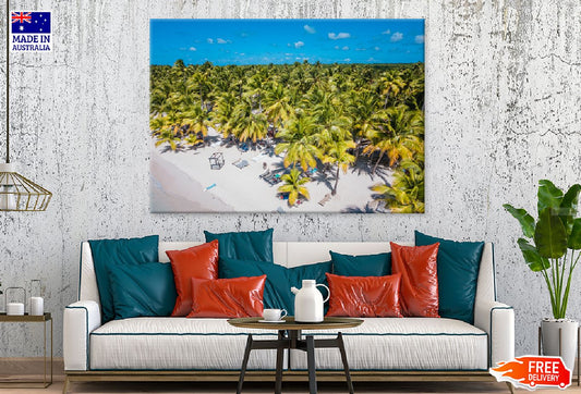 Palm Trees Near Sea Aerial View Photograph Print 100% Australian Made