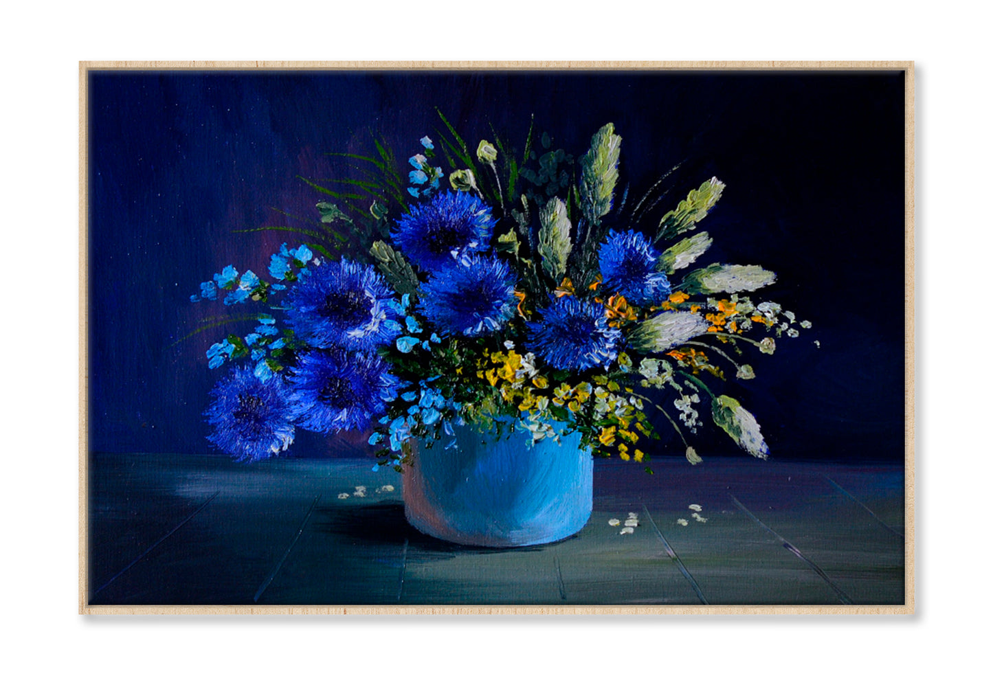 Still Life, A Bouquet Of Flowers, Wild Flowers Wall Art Limited Edition High Quality Print Canvas Box Framed Natural