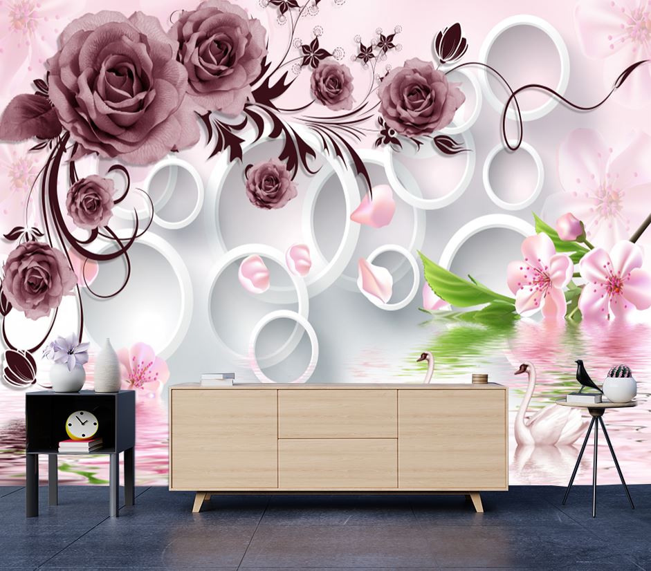 Wallpaper Murals Peel and Stick Removable Floral Design High Quality