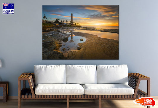 Seascape with Lighthouse Sunset Photograph Print 100% Australian Made