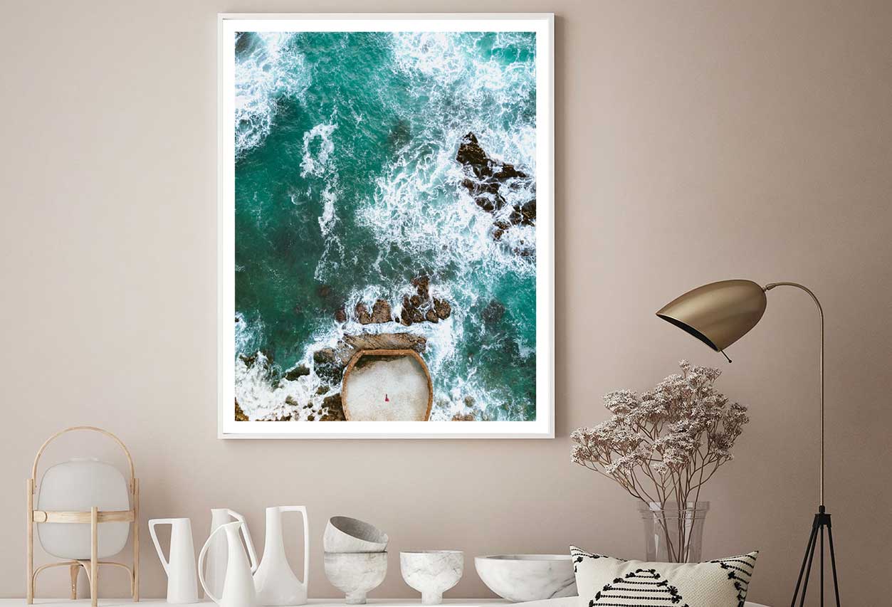 Waves Crashing Sea Coast Aerial View Home Decor Premium Quality Poster Print Choose Your Sizes