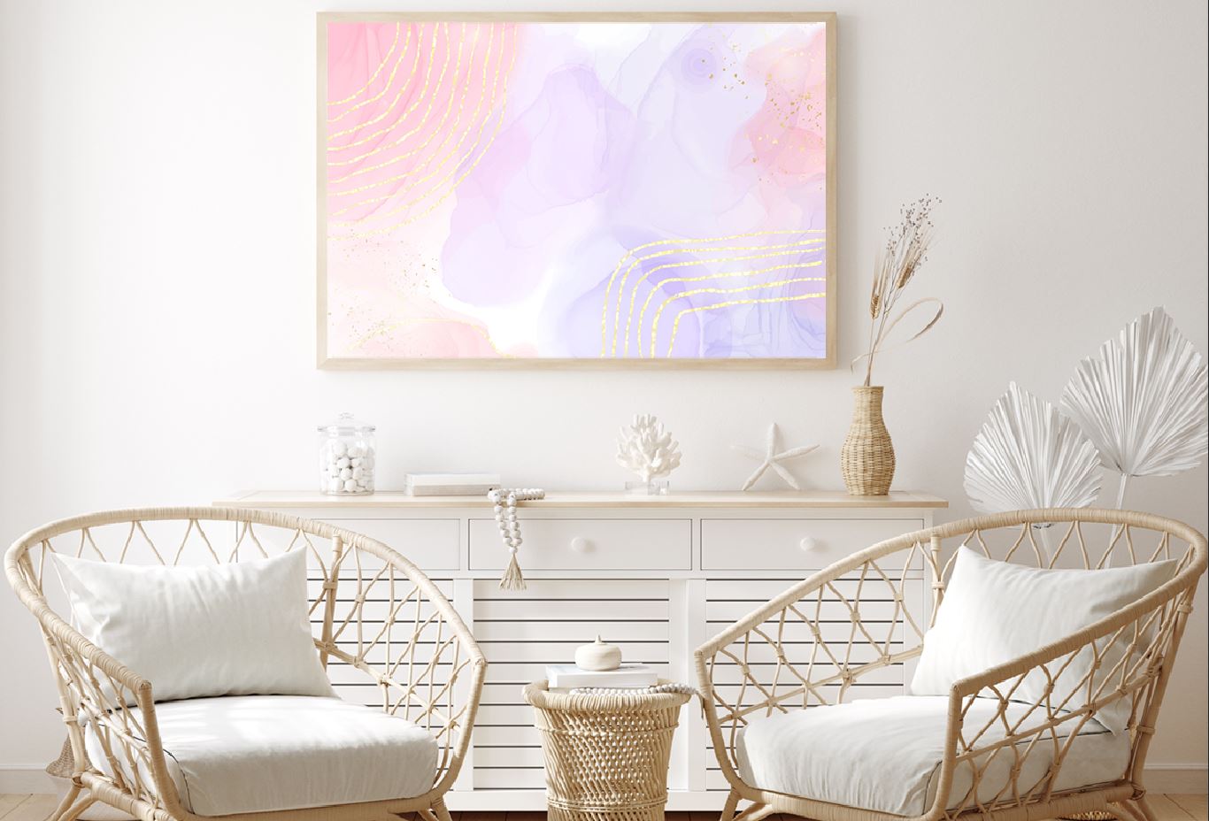 Purple Pink & Gold Lines Abstract Design Home Decor Premium Quality Poster Print Choose Your Sizes