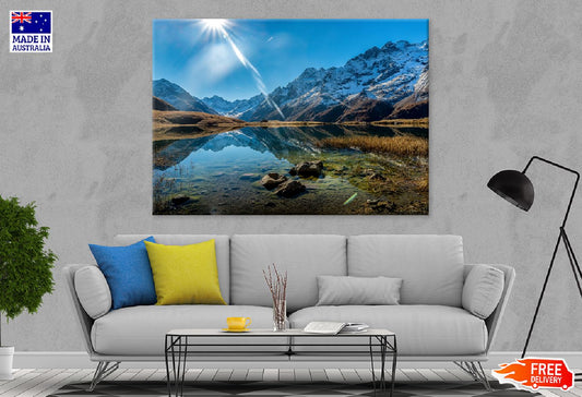 Clear Lake Snowy Mountain Scenery Photograph Print 100% Australian Made