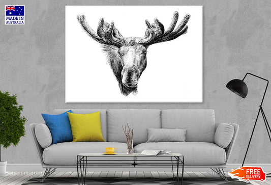 Moose Face Drawing Photograph Print 100% Australian Made