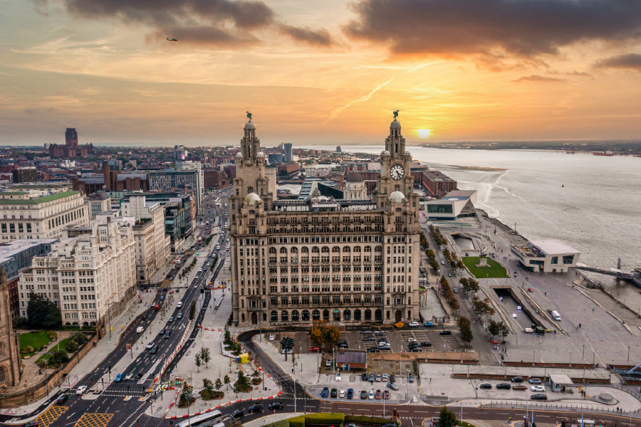 Royal Liver Building & City View Photograph Home Decor Premium Quality Poster Print Choose Your Sizes