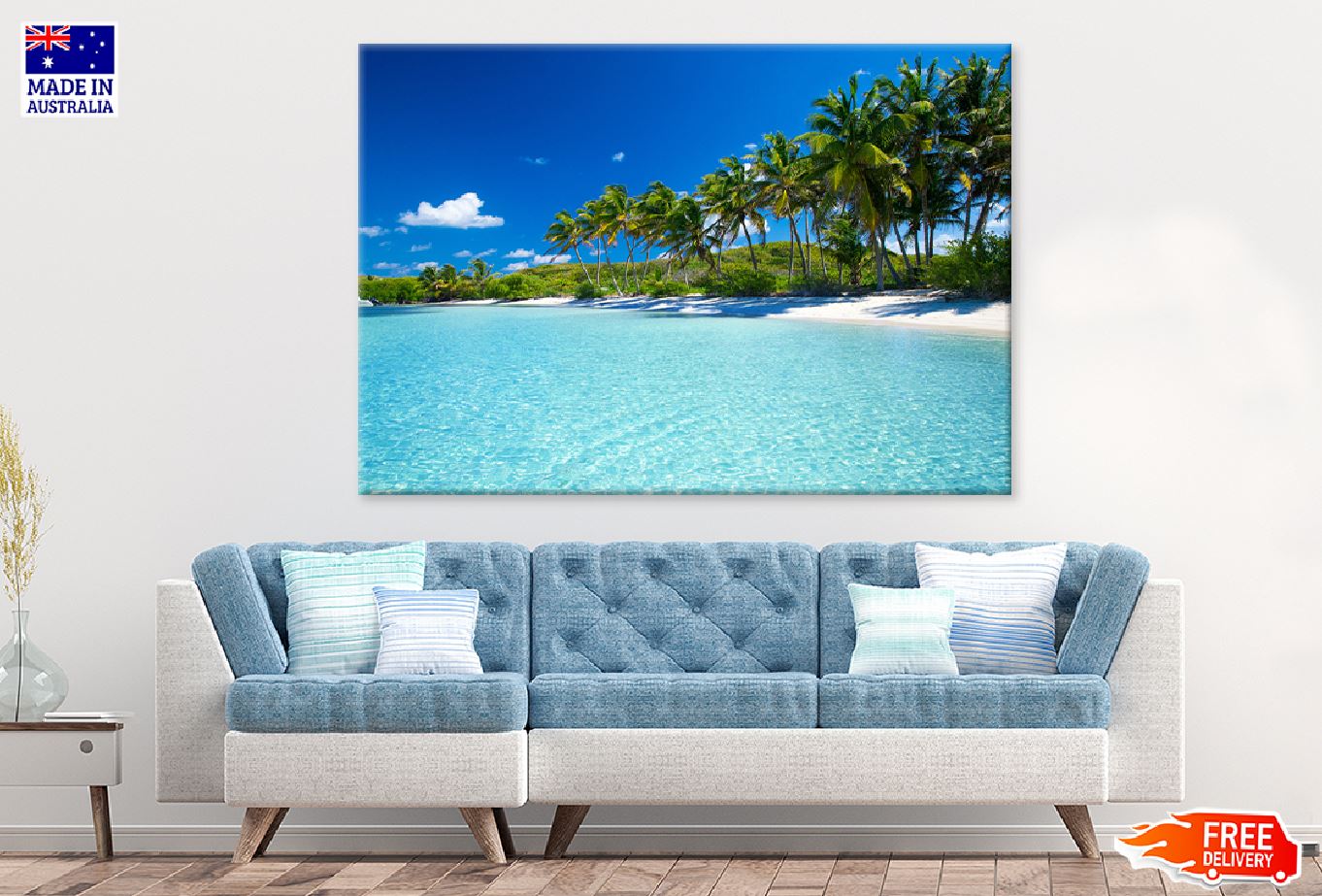 Tropical Palm Trees Near Blue Sea Photograph Print 100% Australian Made