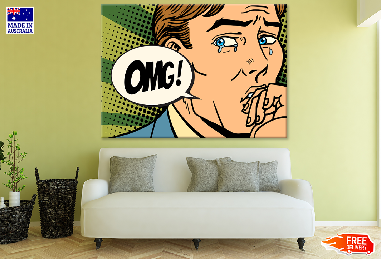 OMG Quote & Crying Man Illustration Print 100% Australian Made