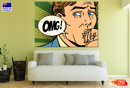 OMG Quote & Crying Man Illustration Print 100% Australian Made