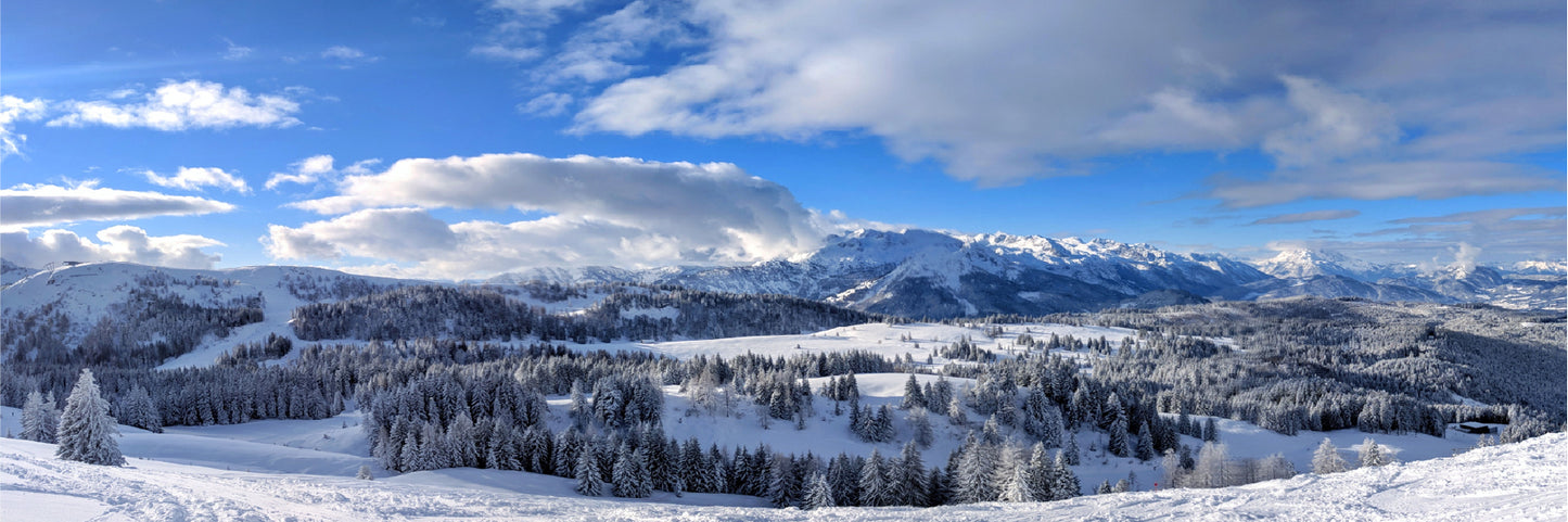 Panoramic Canvas Snow Field & Clouds View Photograph High Quality 100% Australian Made Wall Canvas Print Ready to Hang