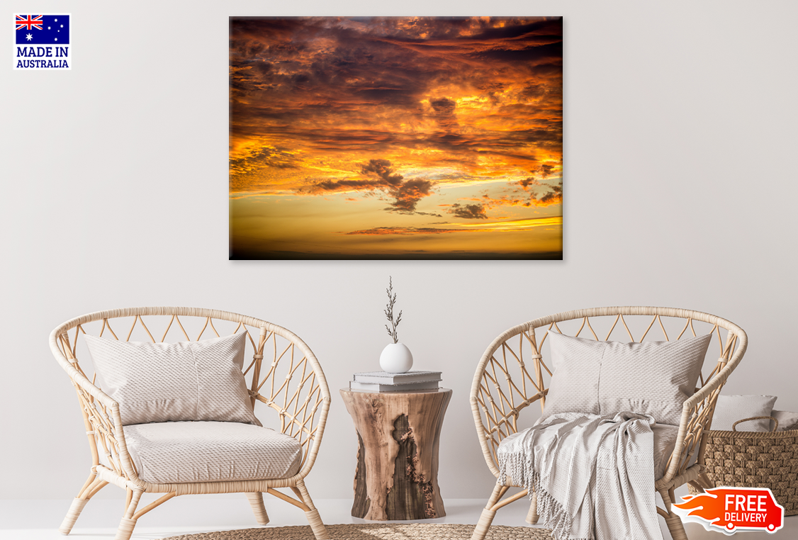Sunset Cloudy Sky Scenery View Print 100% Australian Made