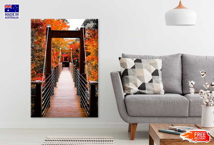 Suspension Bridge & Autumn Trees Scenery View Print 100% Australian Made