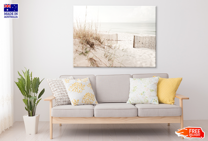 Grass On Sea Shore & Skyline View Print 100% Australian Made