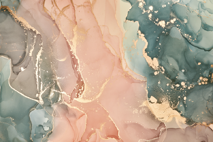 Green Pink & Gold Abstract Design Home Decor Premium Quality Poster Print Choose Your Sizes