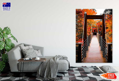 Suspension Bridge & Autumn Trees Scenery View Print 100% Australian Made