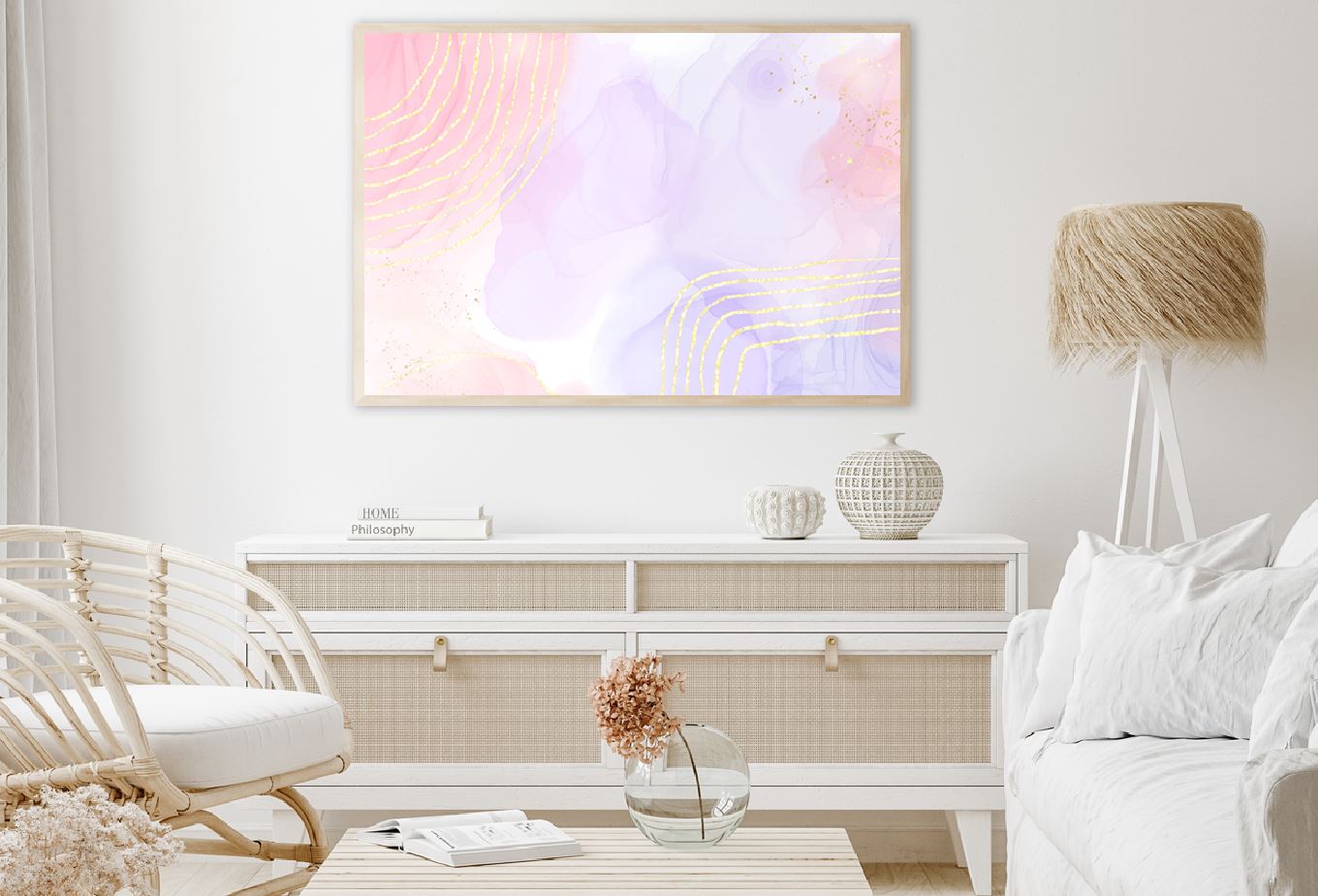 Purple Pink & Gold Lines Abstract Design Home Decor Premium Quality Poster Print Choose Your Sizes