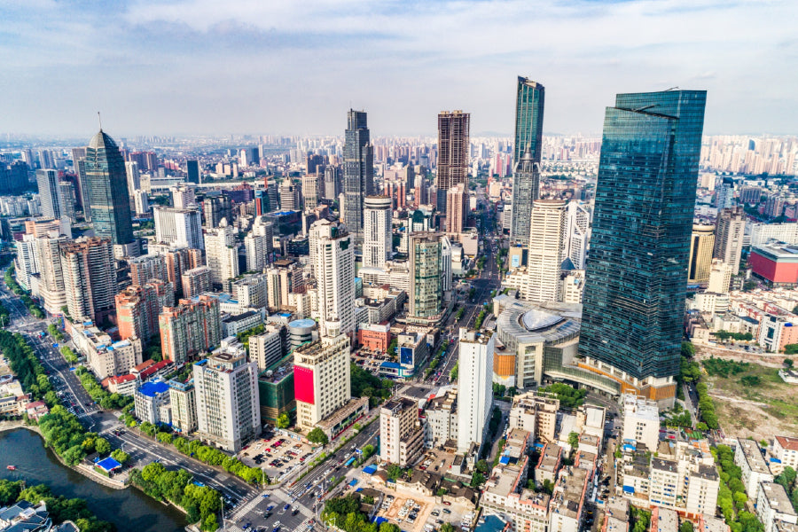 Shanghai City Aerial View Photograph Print 100% Australian Made