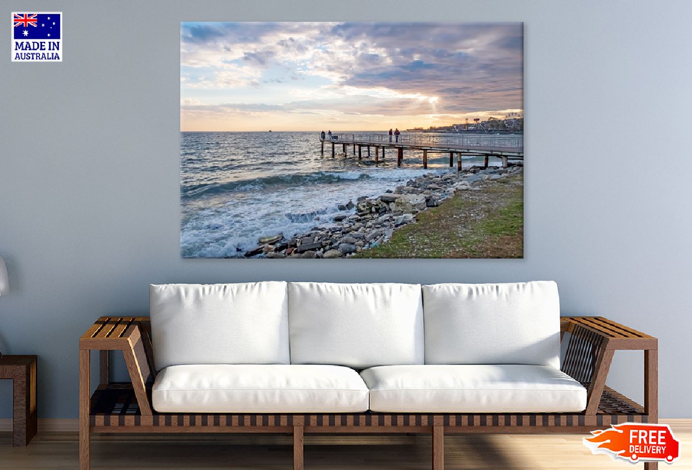 Wooden Pier on Sea Sunset View Photograph Print 100% Australian Made