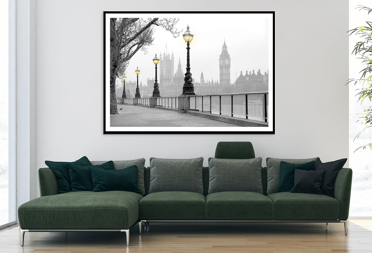 Street Lights B&W City View Photograph Home Decor Premium Quality Poster Print Choose Your Sizes