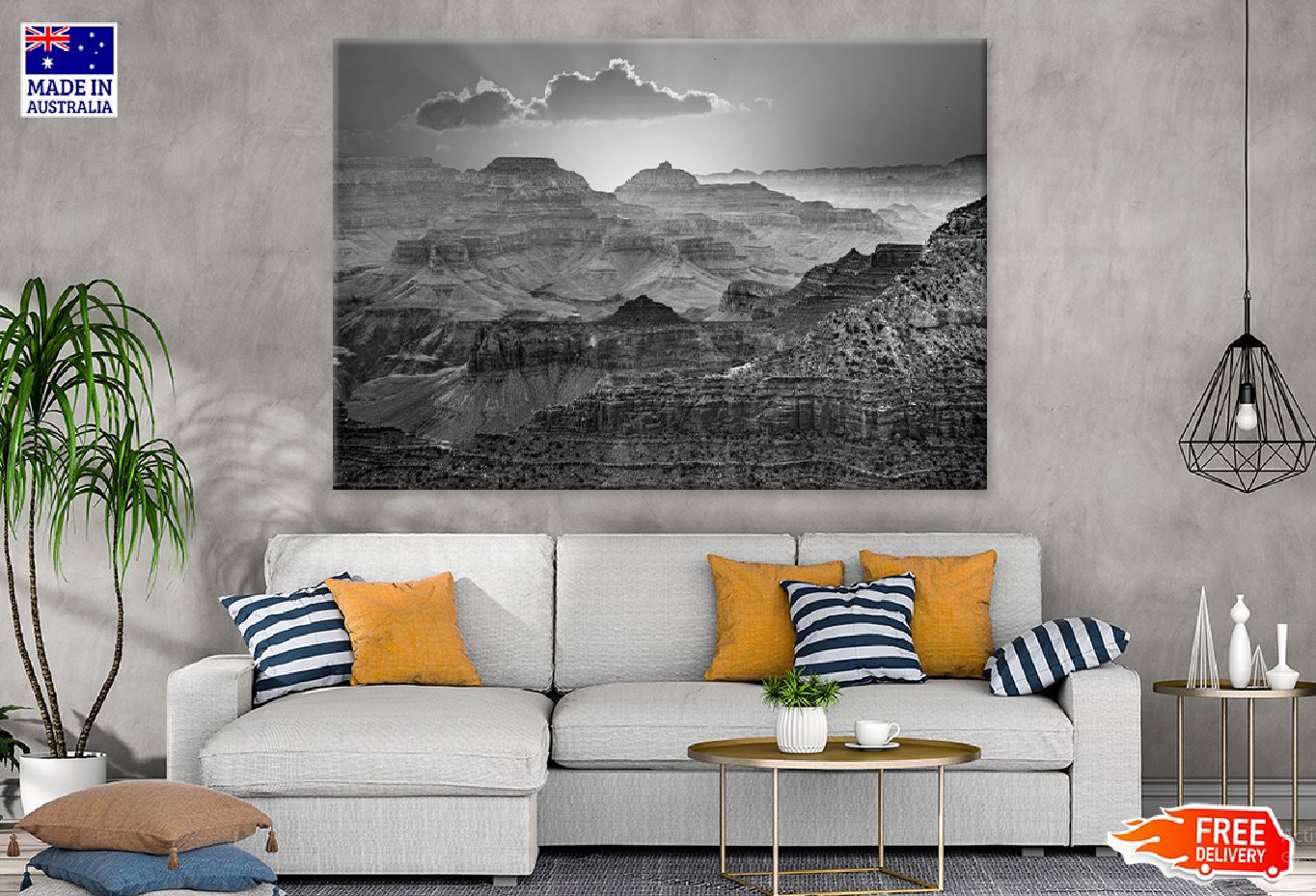 Grand Canyon Sunrise B&W View Photograph Print 100% Australian Made