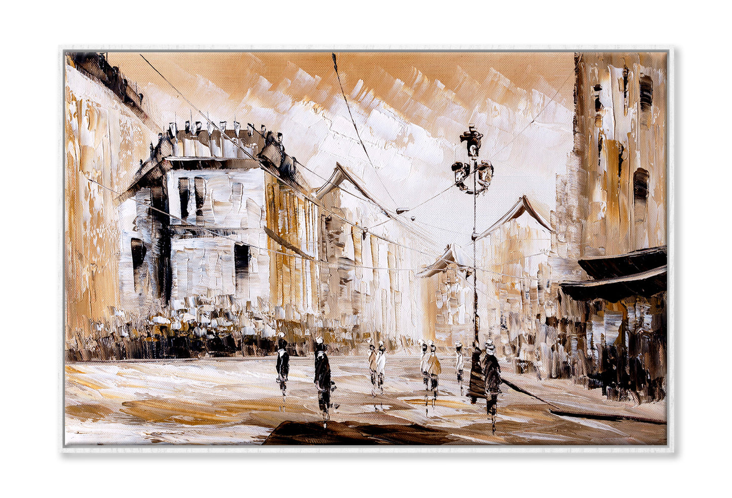 Paris Street & People Watercolor Painting Wall Art Limited Edition High Quality Print Canvas Box Framed White