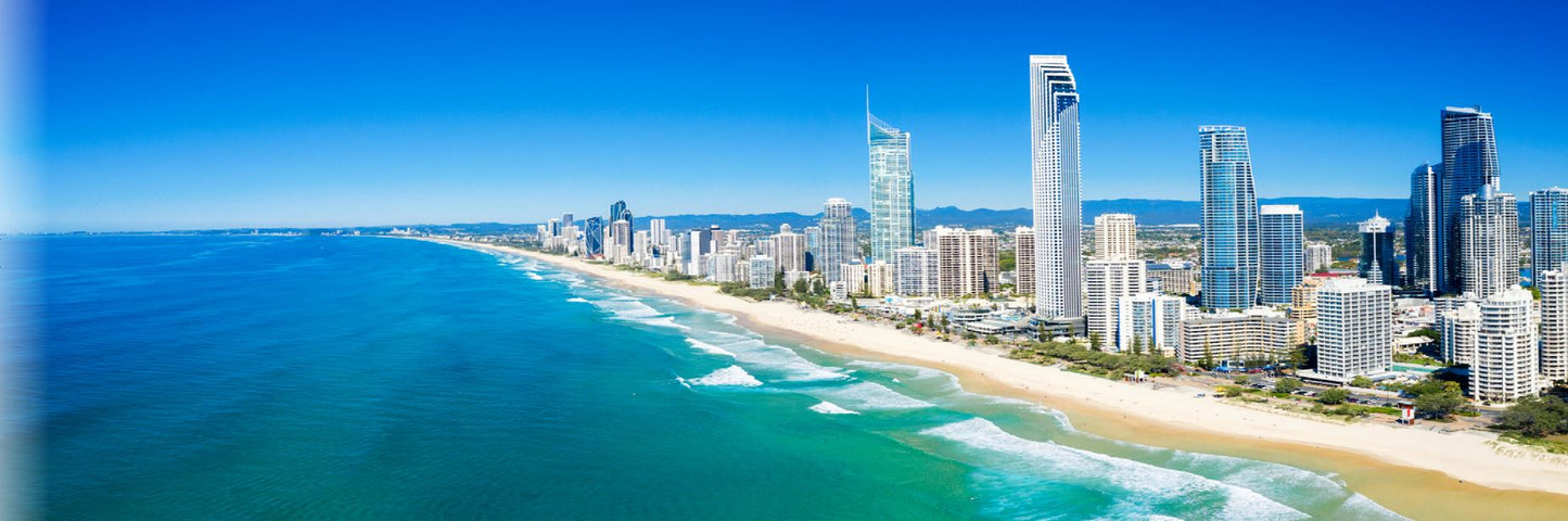 Panoramic Canvas Gold Coast Sea Skyline Photograph High Quality 100% Australian Made Wall Canvas Print Ready to Hang