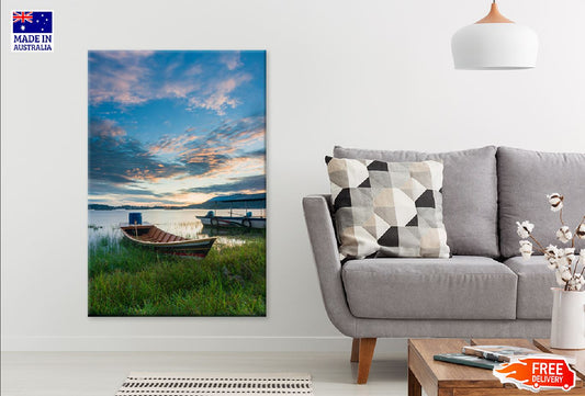 Boats on Lake During Sunset View Photograph Print 100% Australian Made