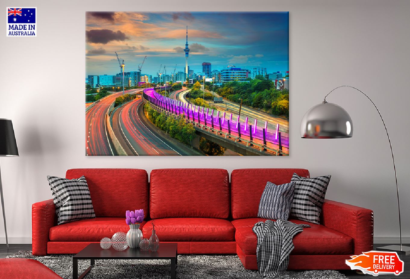 Auckland City Roads Sunset View Photograph Print 100% Australian Made