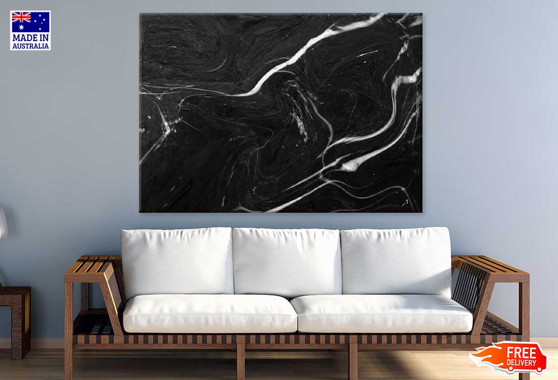Wave Pattern Black Abstract Design Print 100% Australian Made