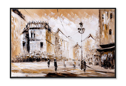 Paris Street & People Watercolor Painting Wall Art Limited Edition High Quality Print Canvas Box Framed Black