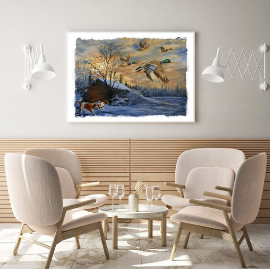 Goose & Dogs Watercolor Painting Home Decor Premium Quality Poster Print Choose Your Sizes