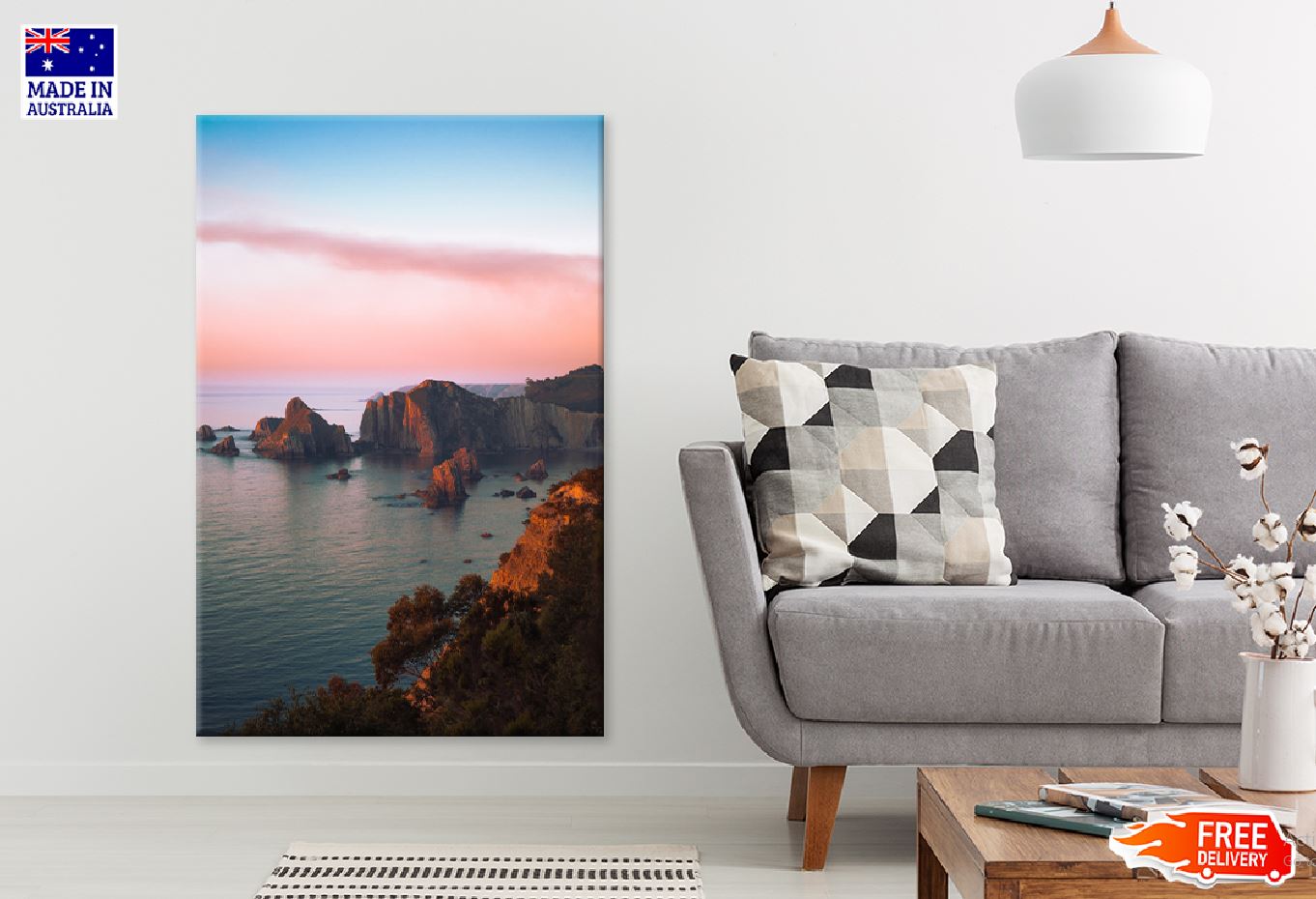 Sea with Cliffs Sunset Scenery View Photograph Print 100% Australian Made