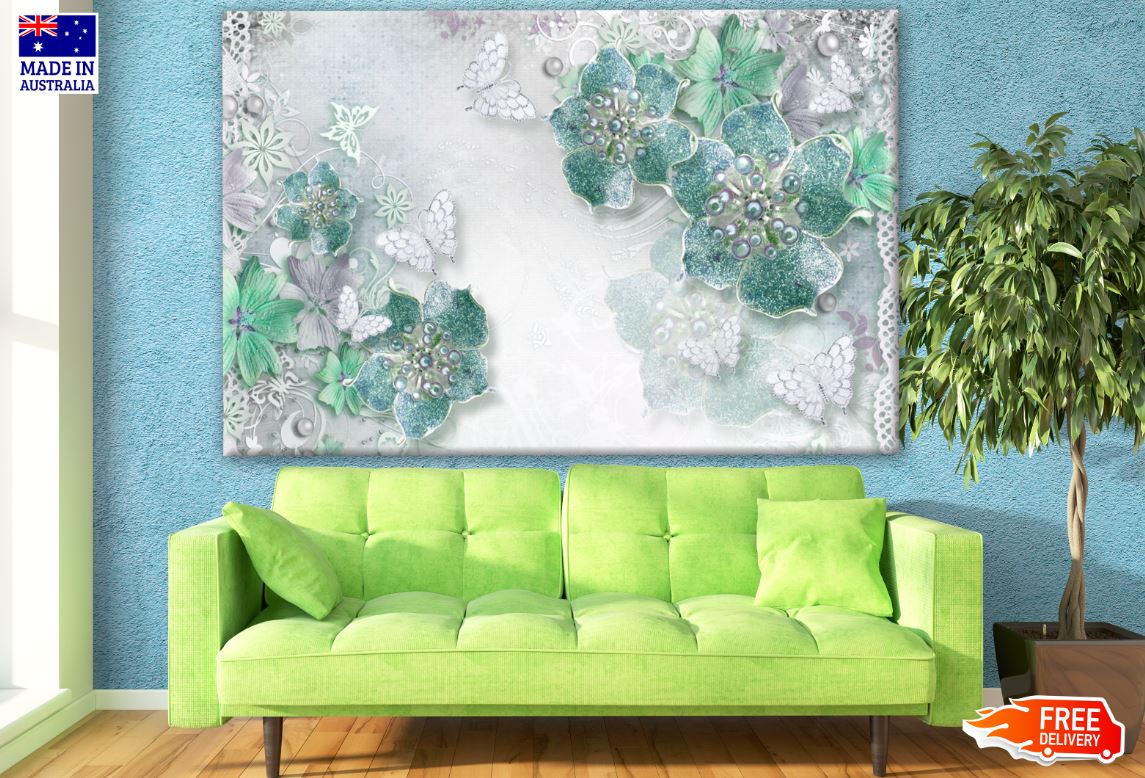 Shiny 3 D Floral Design Print 100% Australian Made