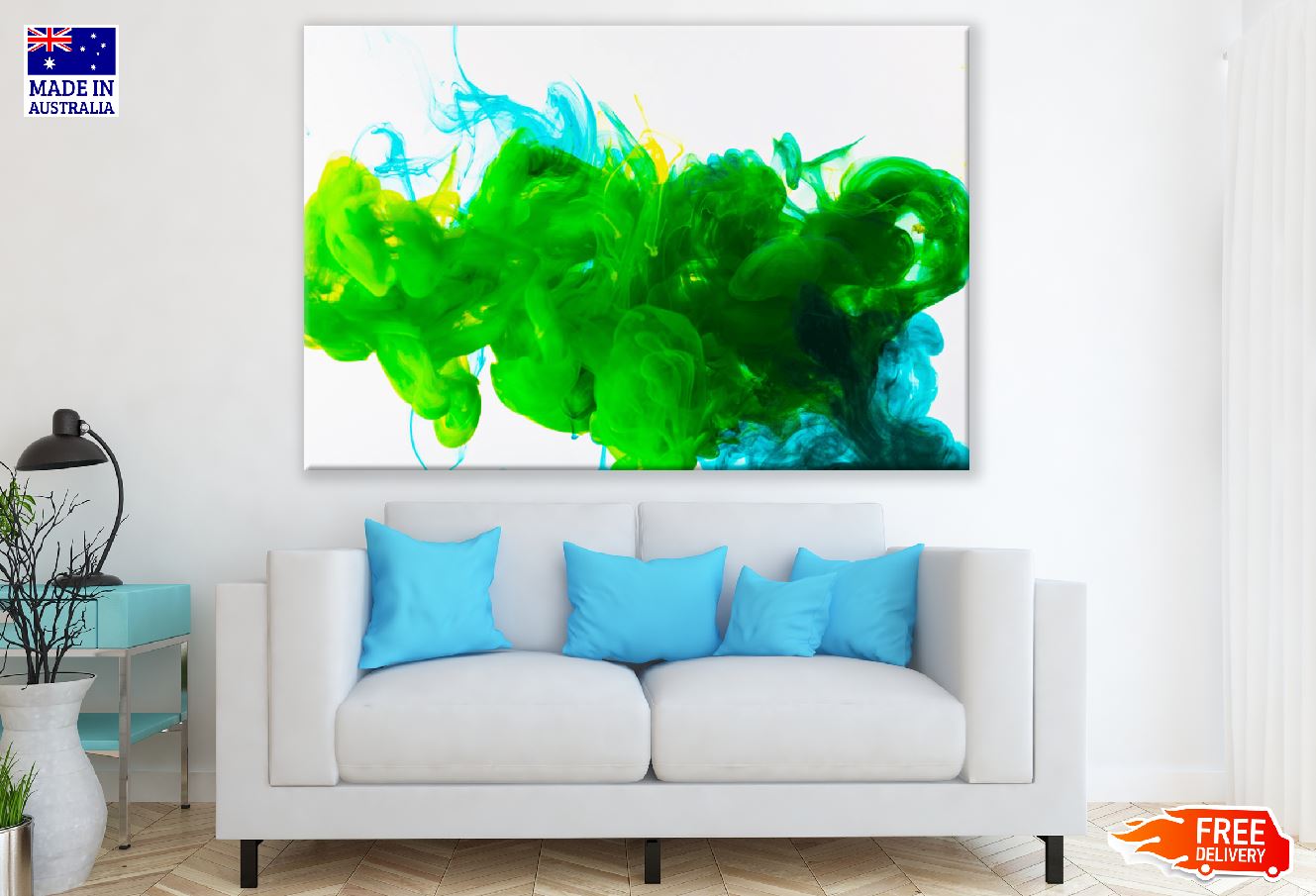 Green & Blue Abstract Design Print 100% Australian Made