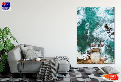 Waves Crashing Sea Coast Aerial View Photograph Print 100% Australian Made