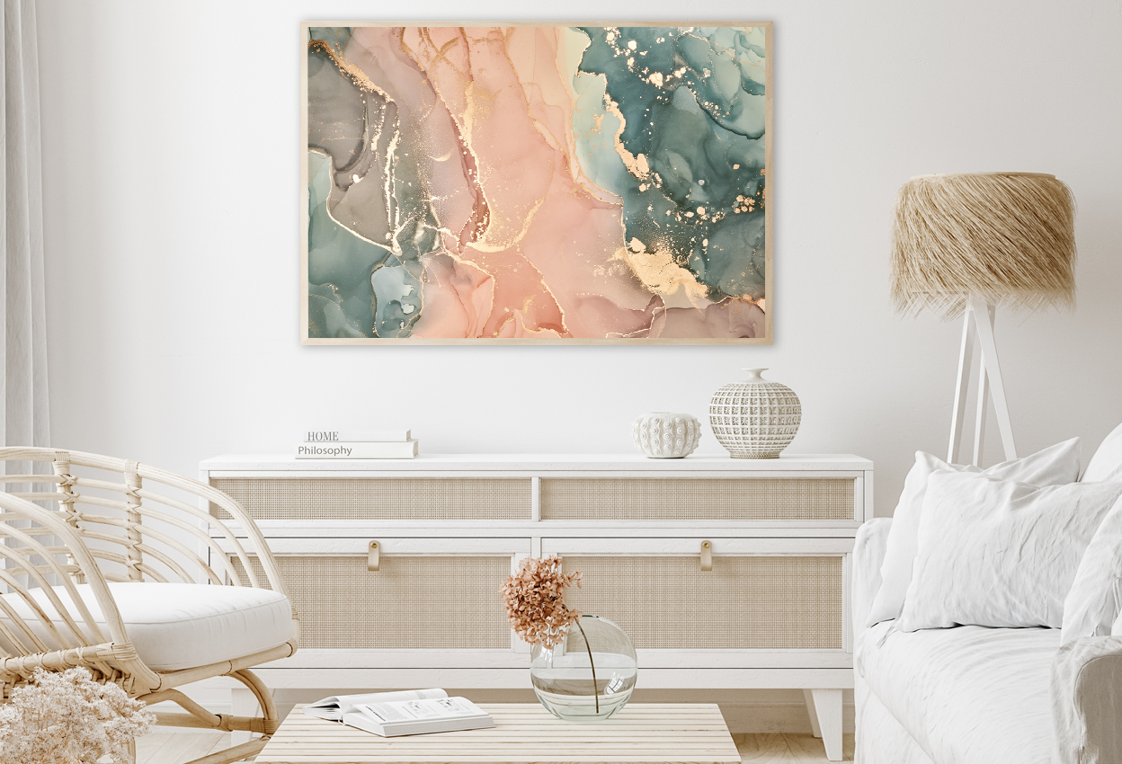 Green Pink & Gold Abstract Design Home Decor Premium Quality Poster Print Choose Your Sizes