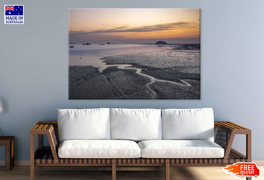 Black Sand Seashore Sunset View Photograph Print 100% Australian Made