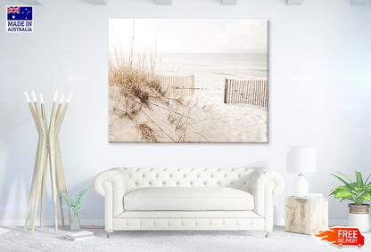 Grass On Sea Shore & Skyline View Print 100% Australian Made