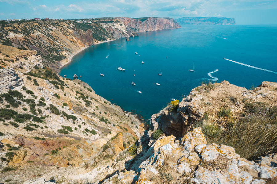Sea with Ships from Cape Aerial View Photograph Print 100% Australian Made