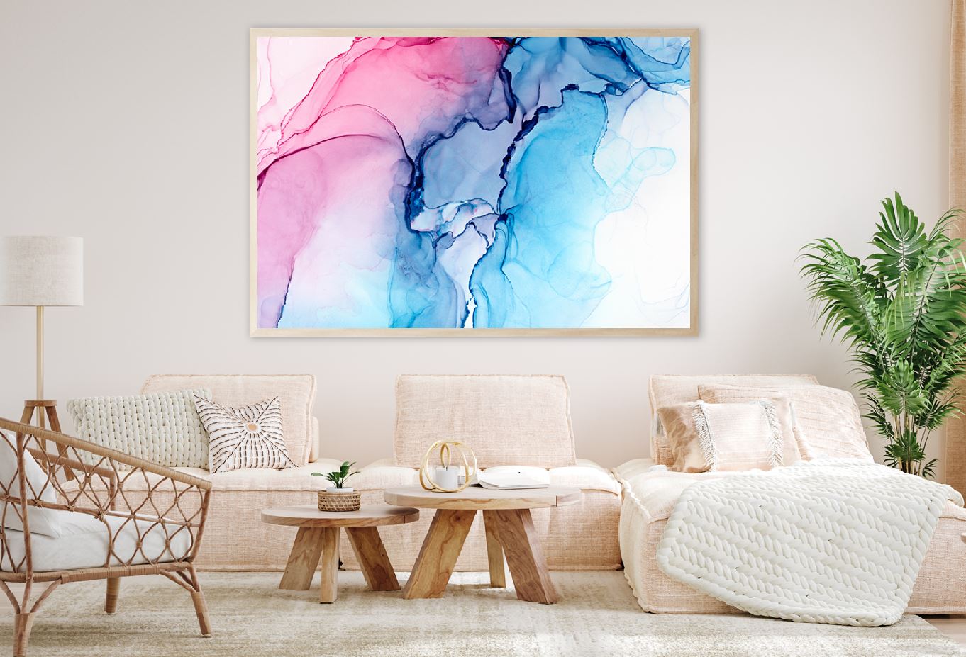 Pink & Blue Ink Abstract Design Home Decor Premium Quality Poster Print Choose Your Sizes