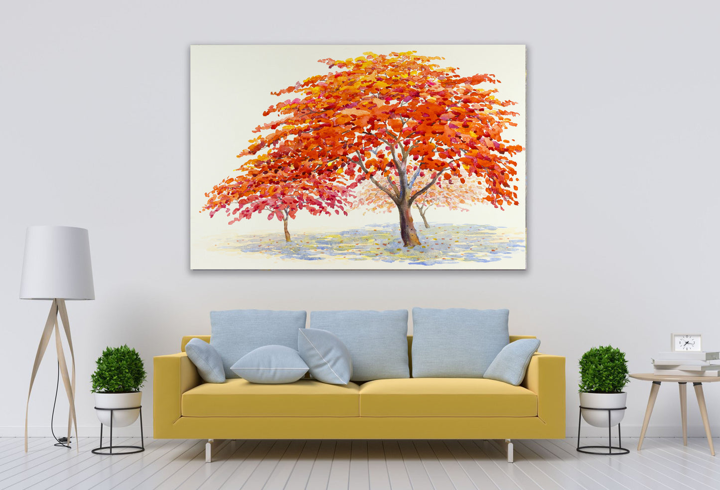 Red Trees Watercolour Art Nature Print 100% Australian Made