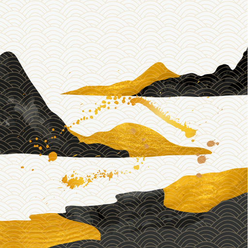 Square Canvas Gold & Black Mountain Vector High Quality Print 100% Australian Made