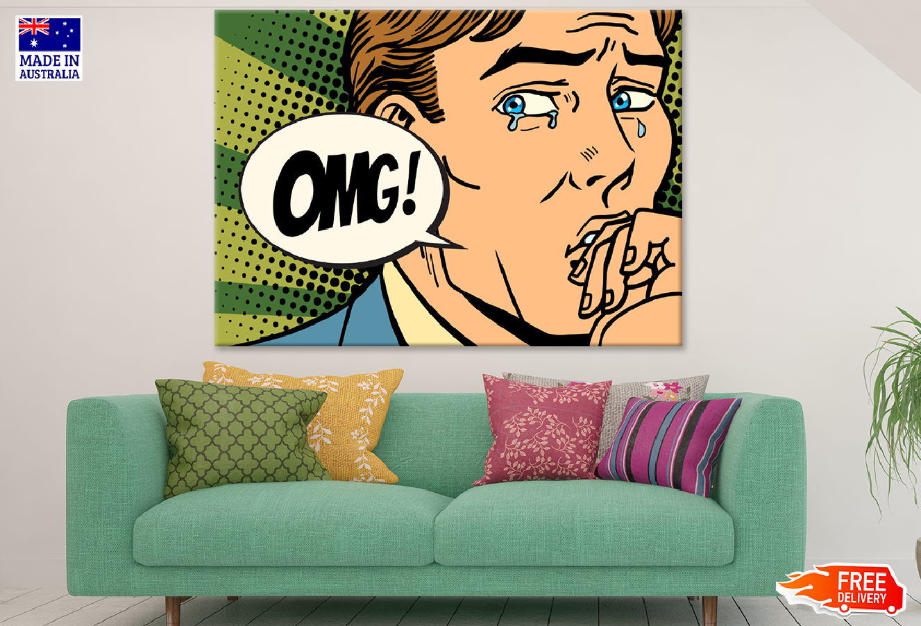 OMG Quote & Crying Man Illustration Print 100% Australian Made