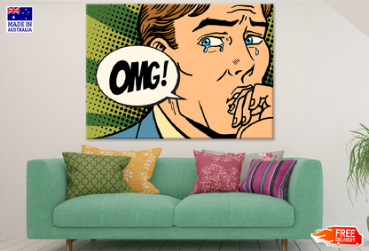 OMG Quote & Crying Man Illustration Print 100% Australian Made